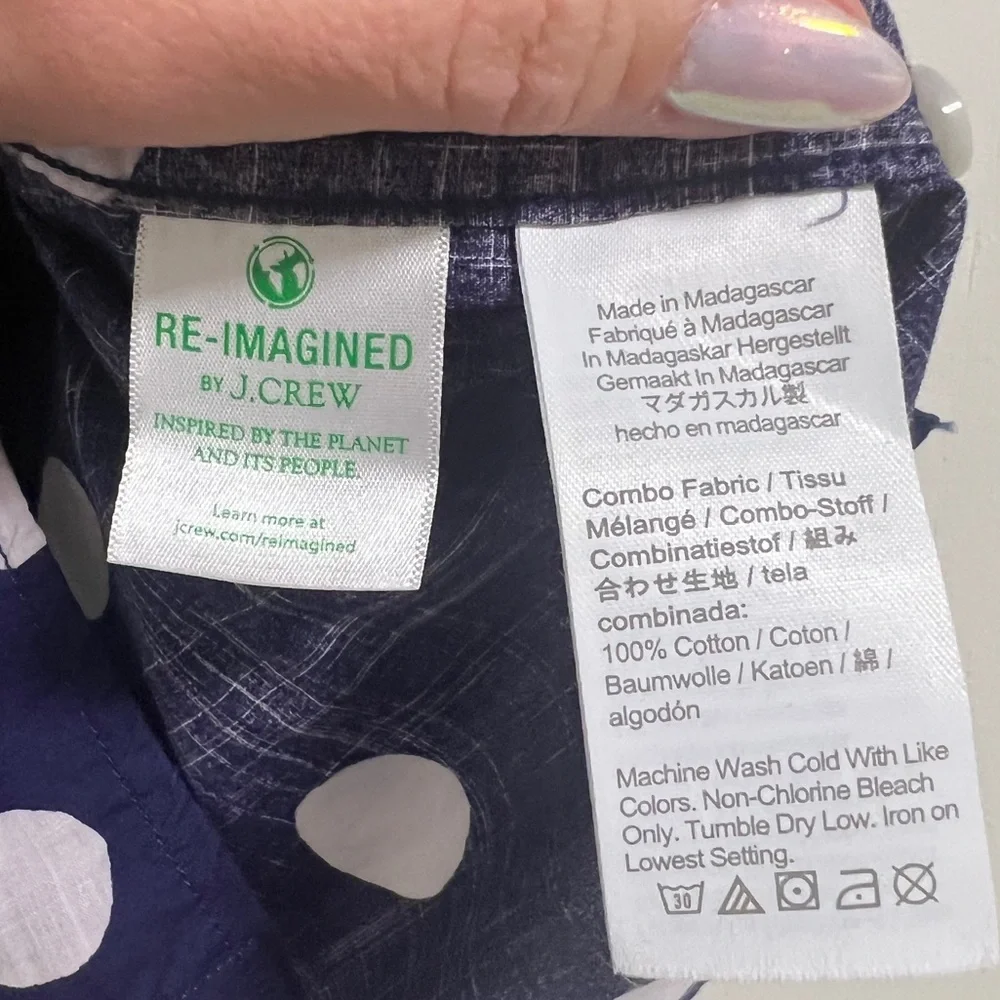 J.CREW Mens Short-sleeve Slub cotton camp collar shirt in Blue Polka Dot, Medium - Picture 8 of 12